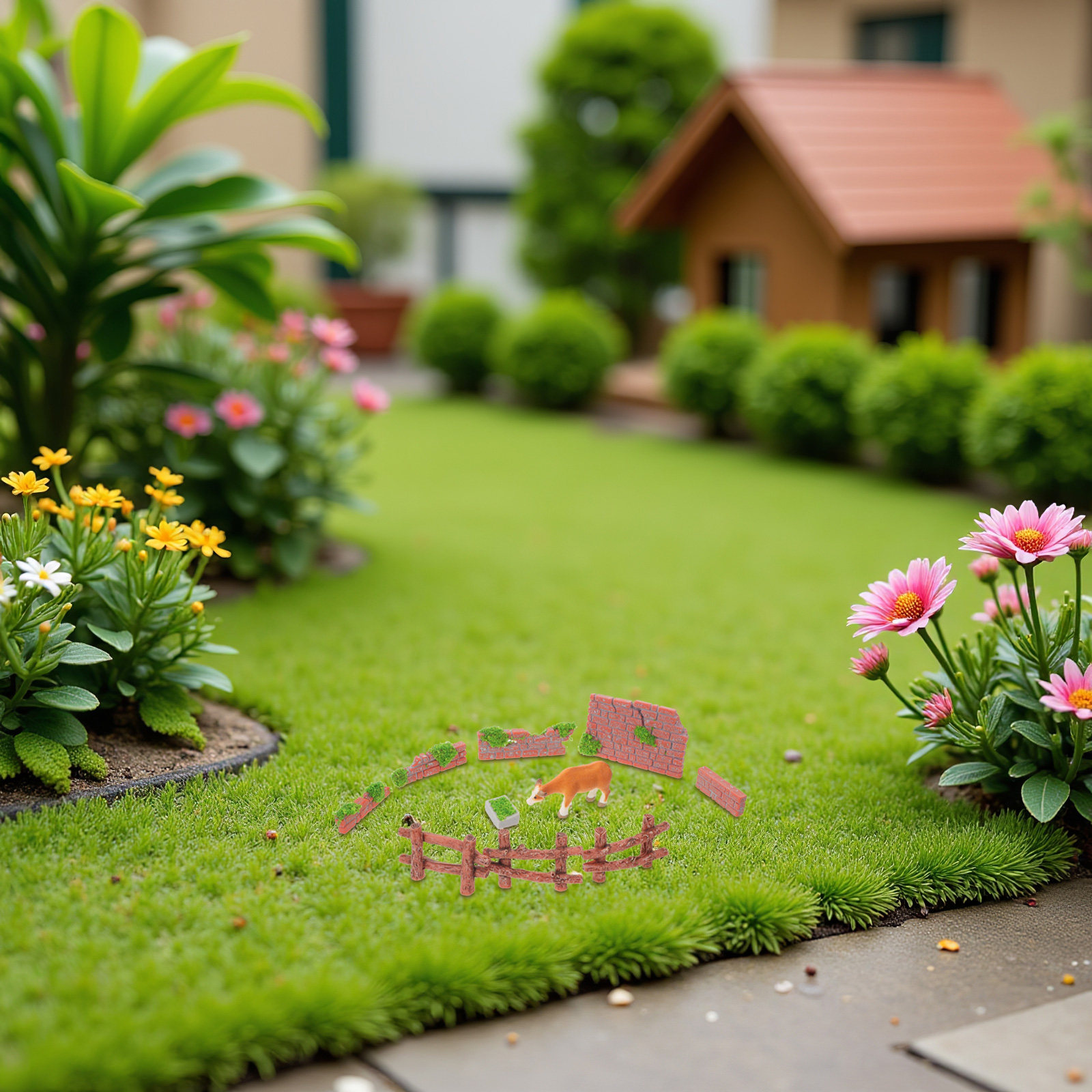 Bonsai Garden Landscape Design - 16 szt. Miniaturowe elementy ogrodzenia do
