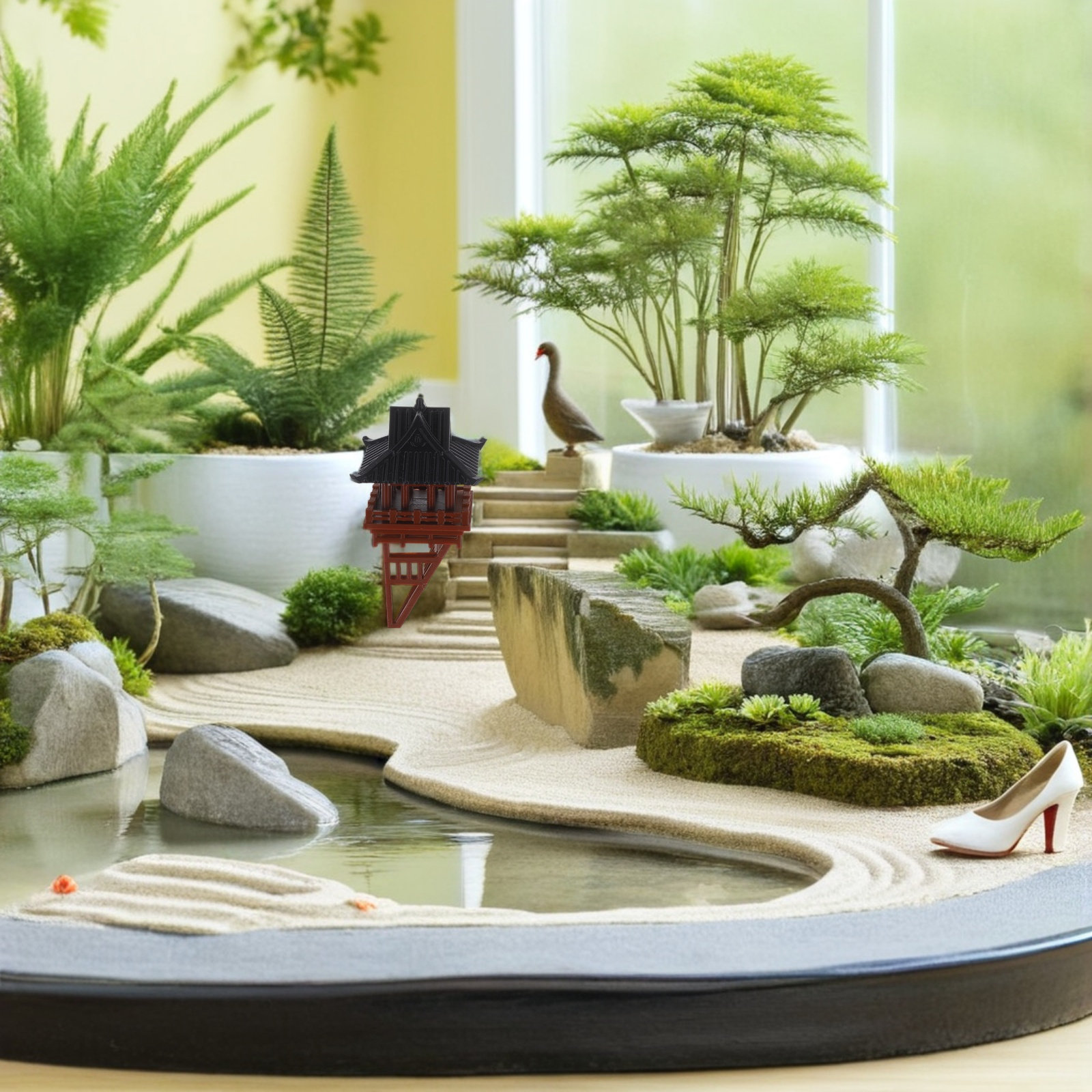 Bonsai Garden Landscape Design - Miniaturowy chiński pawilon z pływającym designem